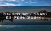 我见过最稳的91网用法：先抓收藏夹整理，再谈其他（信息量有点大）