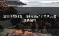蜜桃传媒科普：爆料背后7个你从没注意的细节