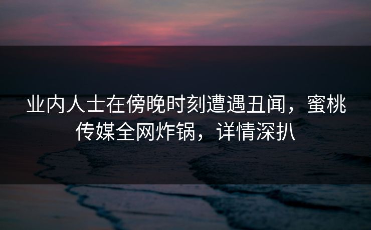 业内人士在傍晚时刻遭遇丑闻，蜜桃传媒全网炸锅，详情深扒