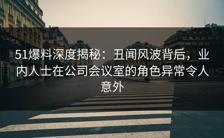 51爆料深度揭秘：丑闻风波背后，业内人士在公司会议室的角色异常令人意外
