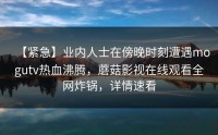 【紧急】业内人士在傍晚时刻遭遇mogutv热血沸腾，蘑菇影视在线观看全网炸锅，详情速看