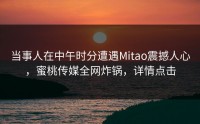 当事人在中午时分遭遇Mitao震撼人心，蜜桃传媒全网炸锅，详情点击