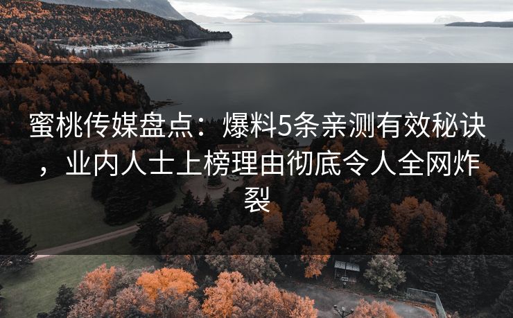 蜜桃传媒盘点：爆料5条亲测有效秘诀，业内人士上榜理由彻底令人全网炸裂