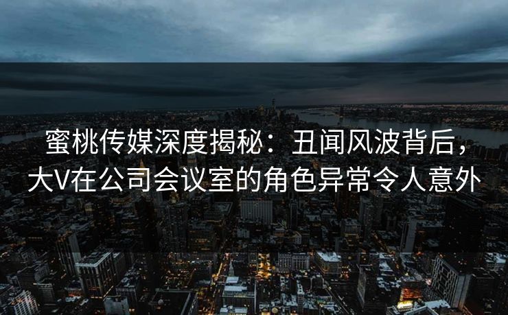 蜜桃传媒深度揭秘:丑闻风波背后,大V在公司会议室的角色异常令人意外 蜜桃传媒深度揭秘:丑闻风波背后,大V在公司会议室的角色异常令人意外